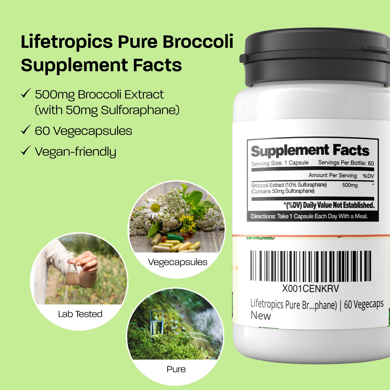 Lifetropics Pure Broccoli - 500mg Broccoli Extract (10% Sulforaphane ...
